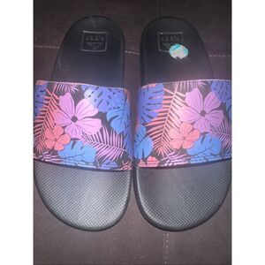 Reef Kids girls One Slide Sandal Size 3 Multi Color Hawaiian Floral